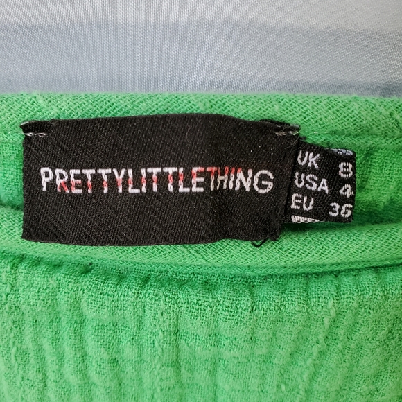 Prettylittlething Green Wrap Look Mini Skirt Size 4 - Picture 3 of 9